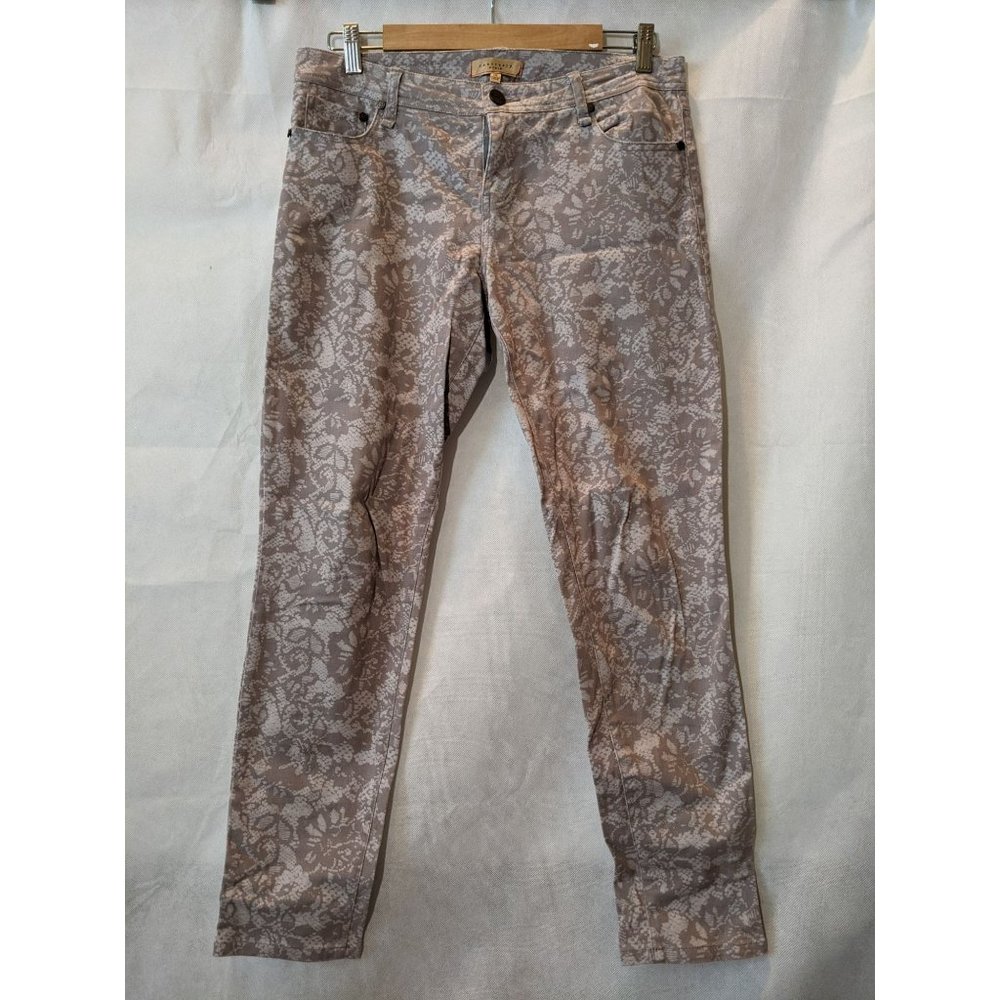 Sanctuary Denim Beige Print Cotton-Blend Straight Leg Pants Size 28